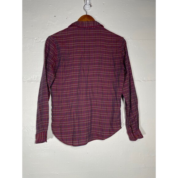 Vintage 70s Levi's Plaid Button Up Shirt Levi Strauss & Co Embroidered Women's 8 - Picture 9 of 13